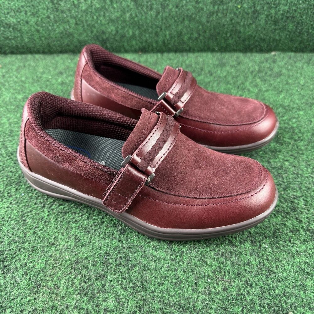 OrthoFeet Chelsea 819 Womens Size 6.5 B Loafers Dark Cherry Leather Dress Shoes